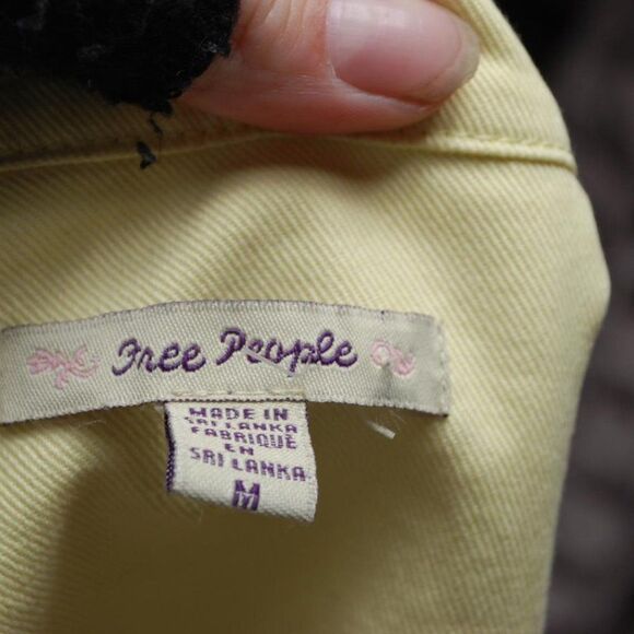 Free People Yellow Twill Cotton Zip-Front Coat Size M - Picture 3 of 4